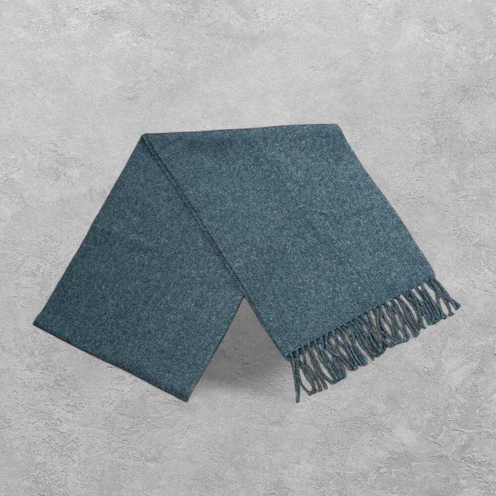Vintage Blackcock Lambswool Scarf Charcoal Scotland 100% Pure New Wool Fringe